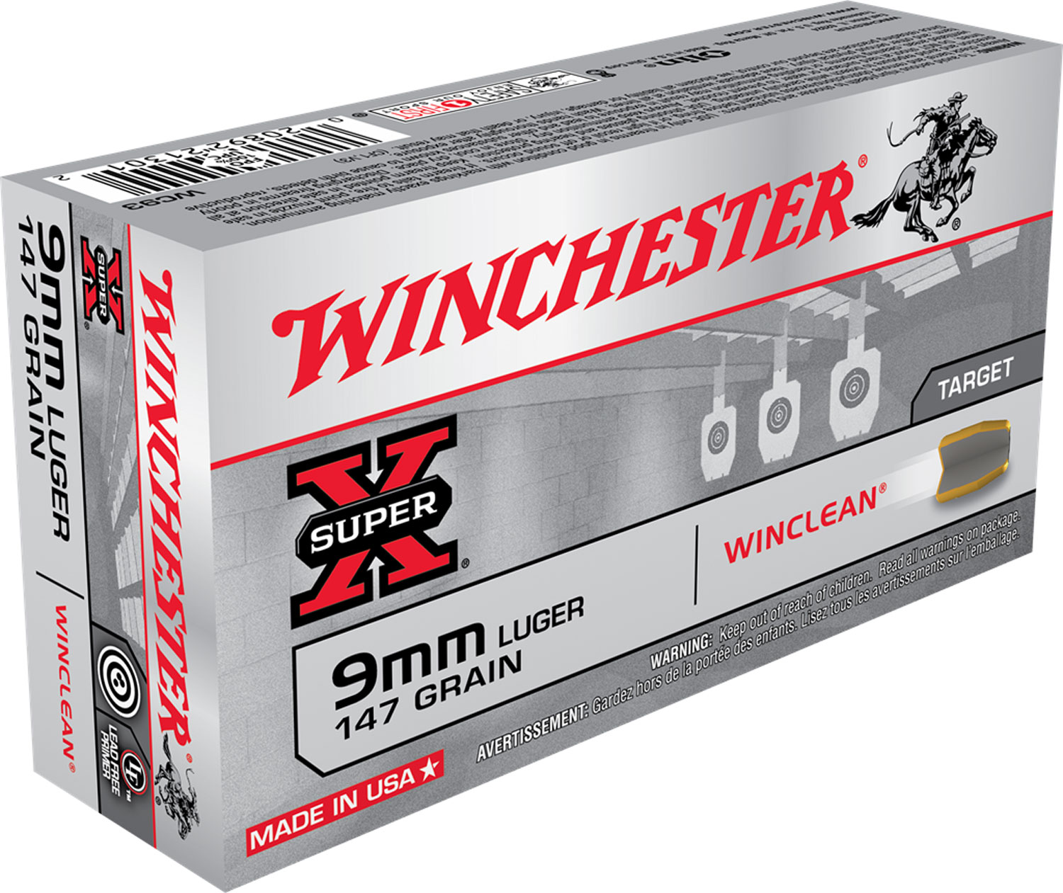 Winchester Super-X Luger Winclean Brass Enclosed Base Ammo