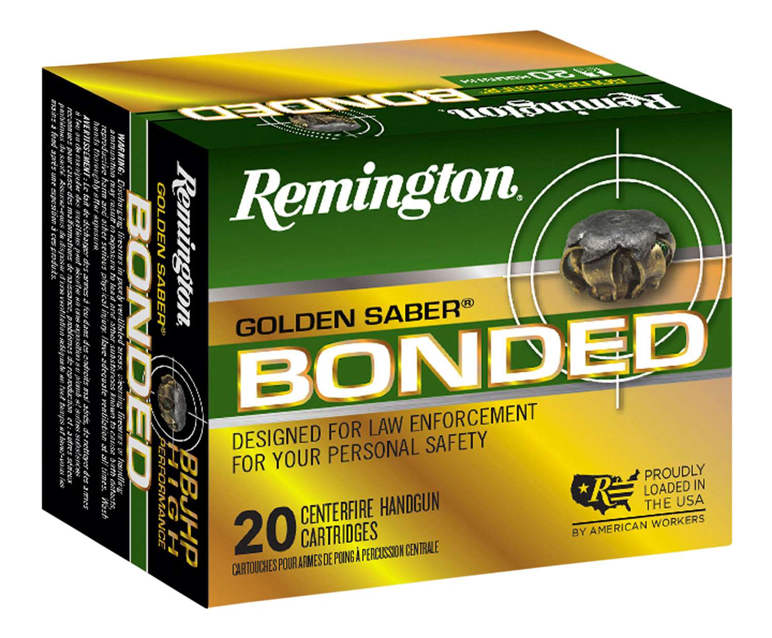 Bulk Remington Golden Saber Bonded Luger JHP +P Ammo