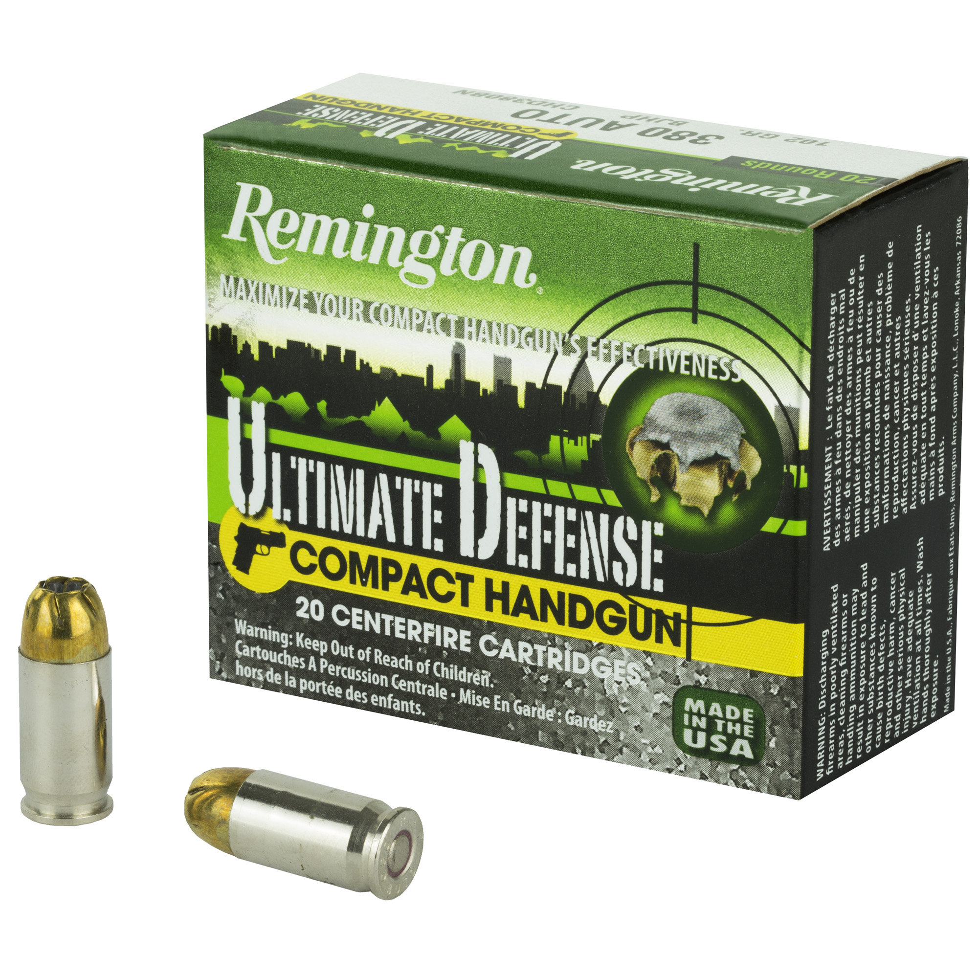 Bulk Remington Compact Ultimate Home Defense Brass JHP Ammo